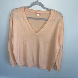 JCREW 100% CASHMERE Peach Vneck Women’s  Size Small